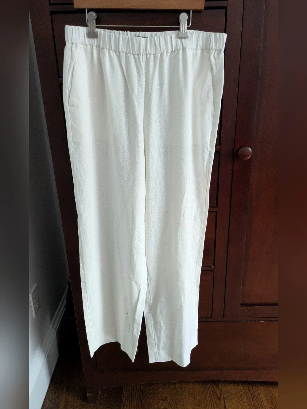 NWT Banana Republic White Linen Summer Pants, Sz Medium Petite